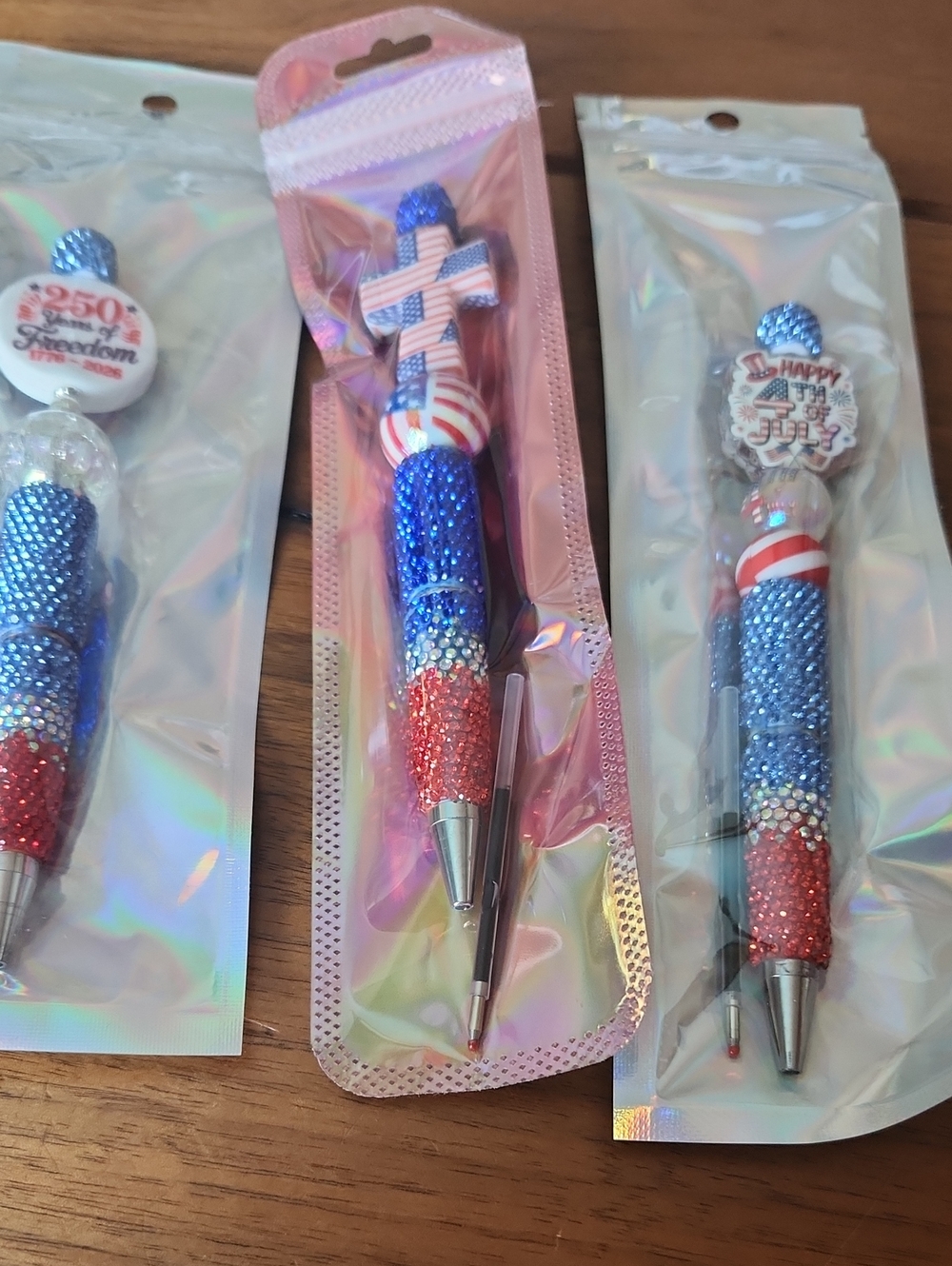 Glitter Patriotic Cross Pen - Pink, Blue & Red 250 Year